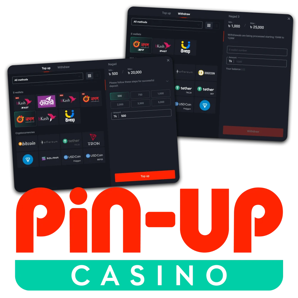 Make a deposit or withdraw your winnings at Pin Up.