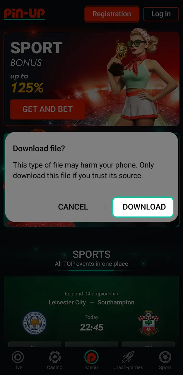 Follow the instructions to install Pin-Up APK.
