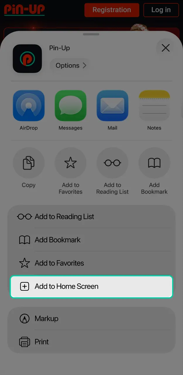 Create a Pin-Up app icon to access it with a single tap.