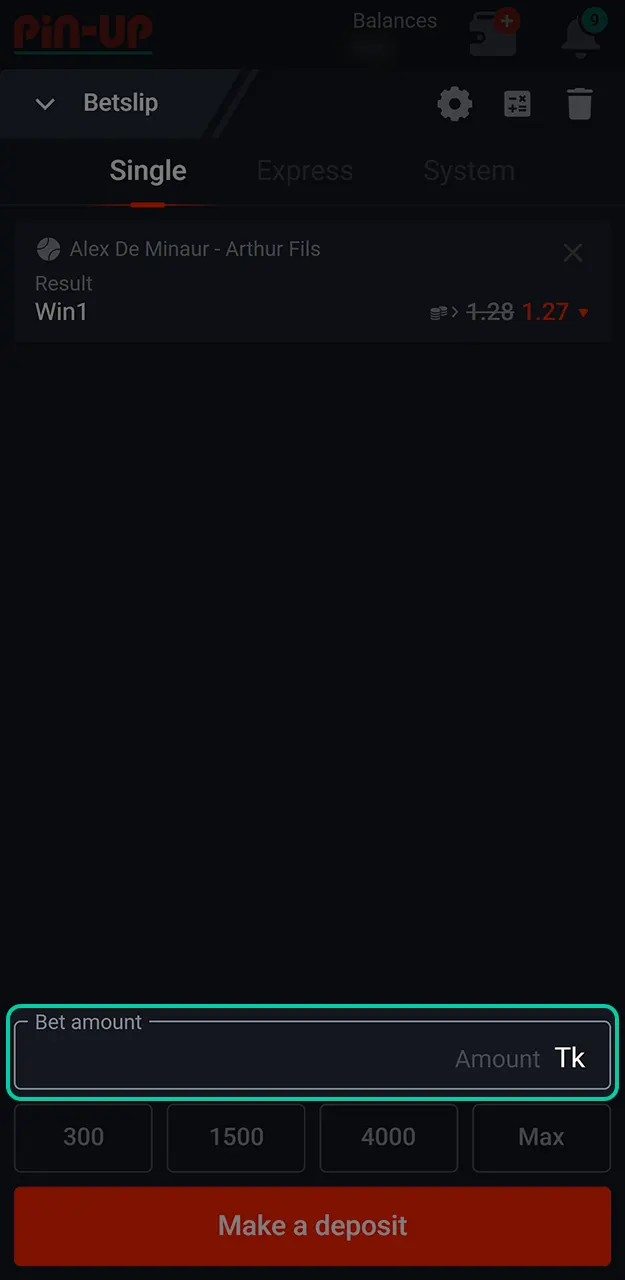 Input your bet amount in BDT and check your possible Pin-Up winnings.