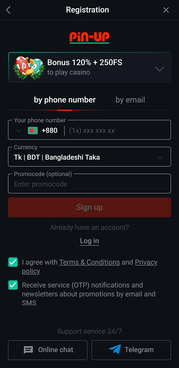Register today to unlock access to the Pin-Up platform.