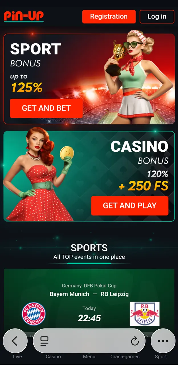 Load the Pin-Up website in Safari to prepare a shortcut for playing Aviator.