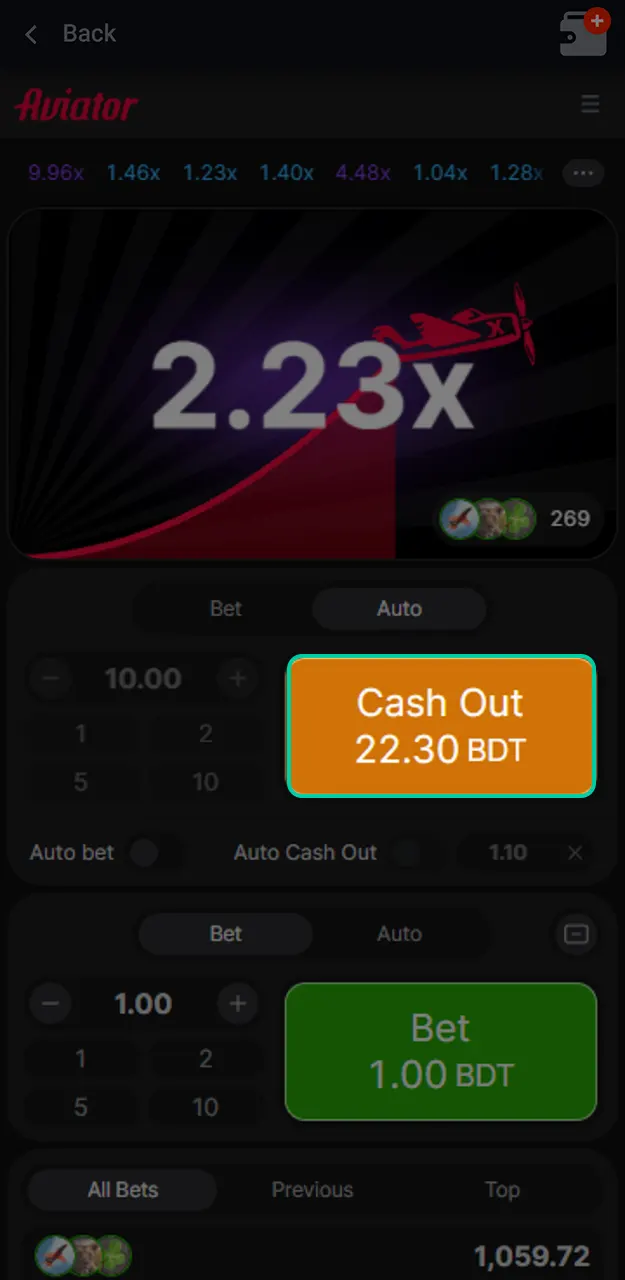 Click the button to secure your multiplier in the Pin-Up Aviator round.