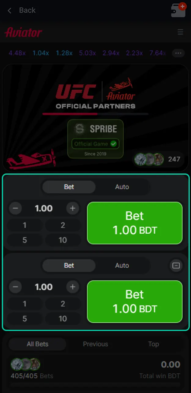 Adjust your betting amounts before the round starts in Pin-Up Aviator.