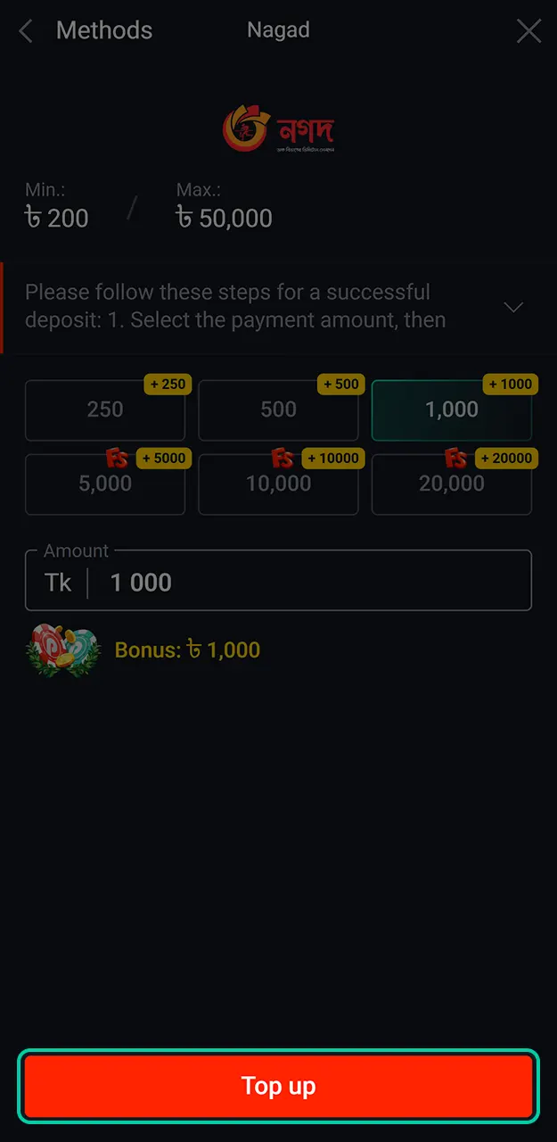 Apply your unique code during the transaction to unlock the Pin-Up bonus.