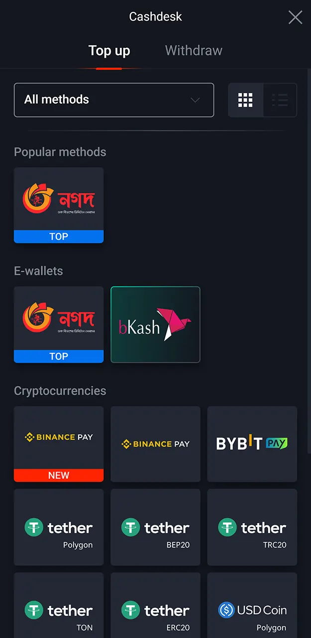 Top up your account to receive a Pin-Up bonus.