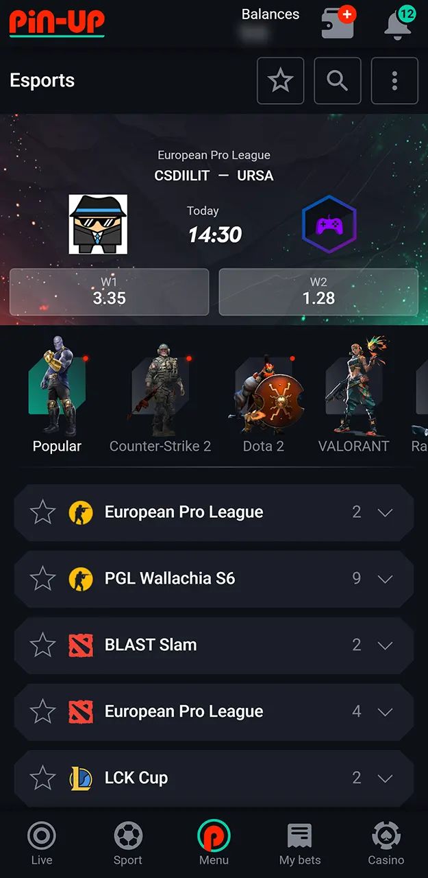 Bet on E-Sports with Pin-Up.