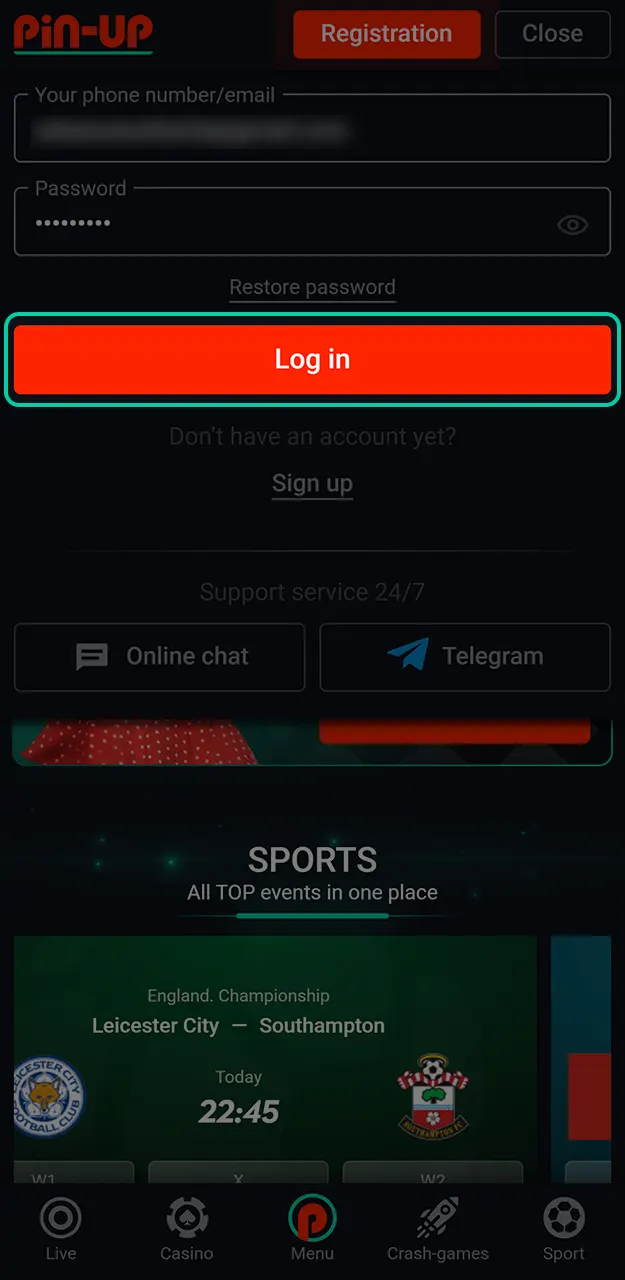 Finalize your Pin-Up login and protect your account.