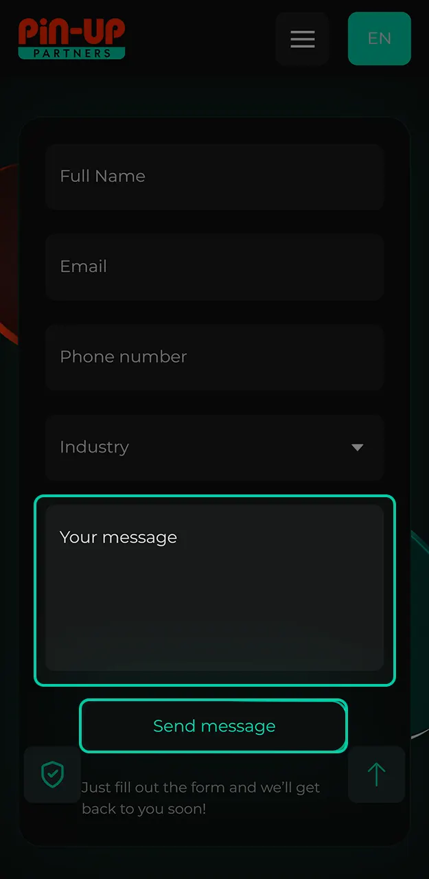 Connect with a personal assistant from the Pin-Up affiliate program team.