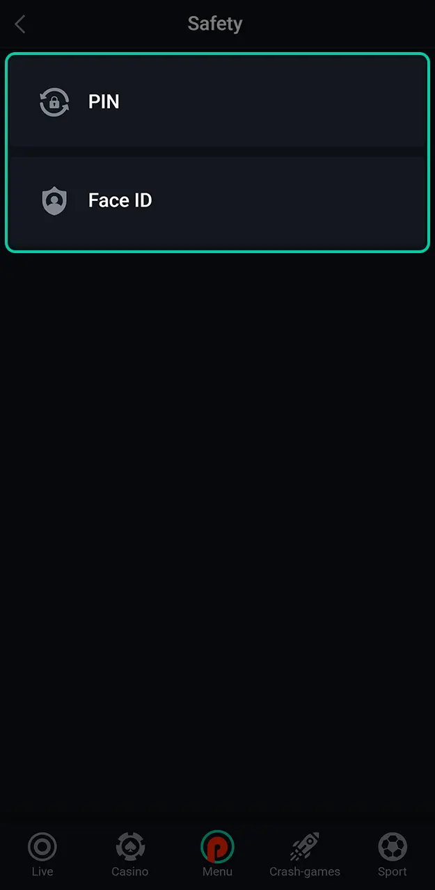 Set a PIN code to protect your account after registering with Pin-Up.